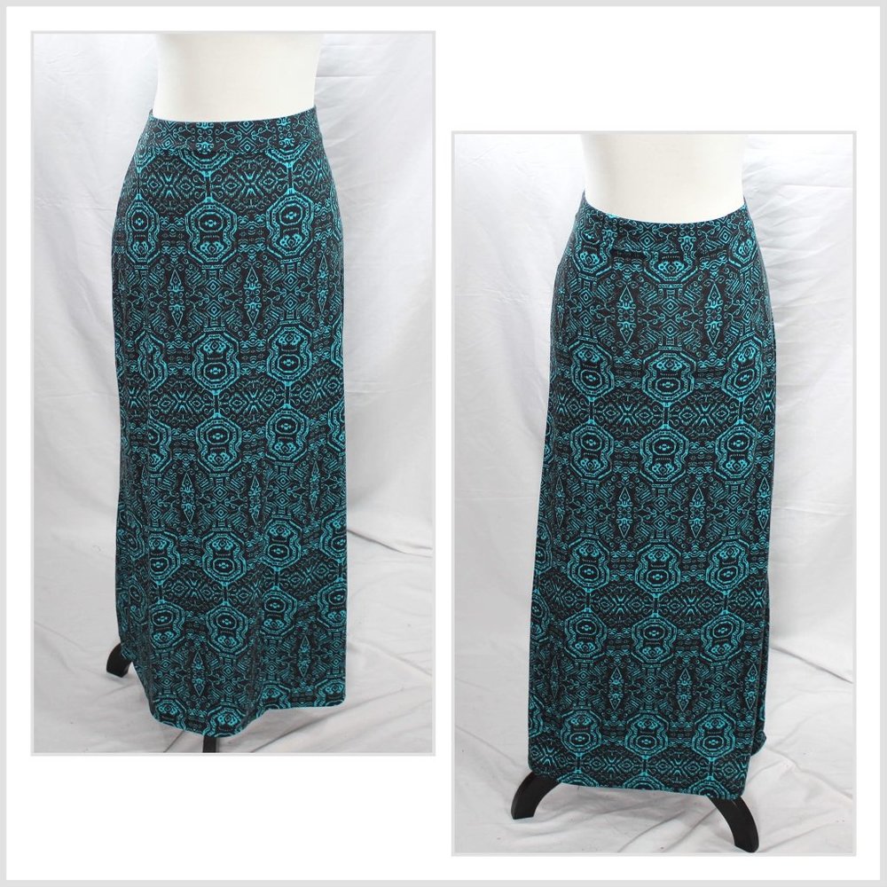 Teal and Black Maxi Skirt Summer Casual Y2K 2000s Fairy Boho